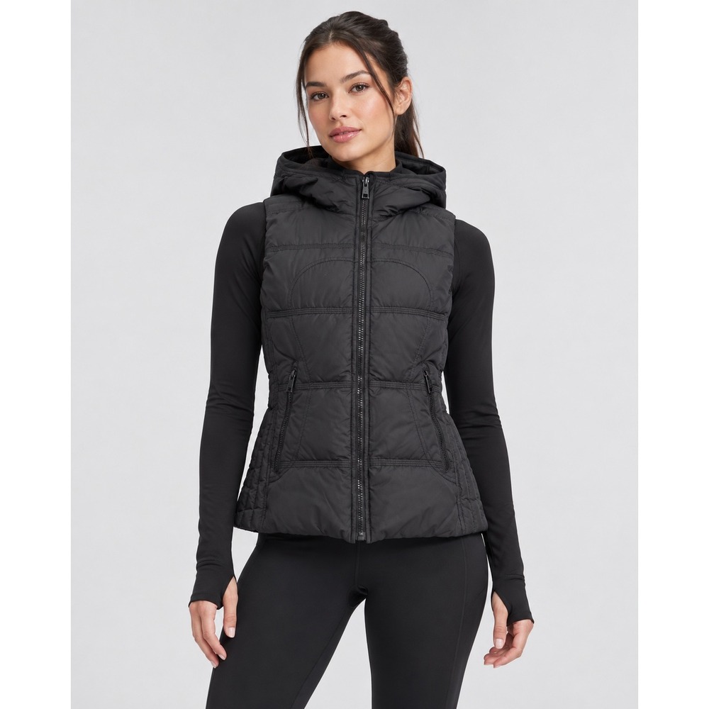 Lululemon Reversible Puffer Vest Black Hooded Quilted Full Zip Women Size 8-10